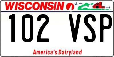 WI license plate 102VSP