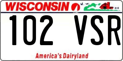 WI license plate 102VSR