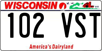 WI license plate 102VST