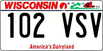 WI license plate 102VSV