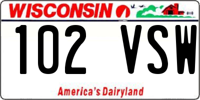 WI license plate 102VSW