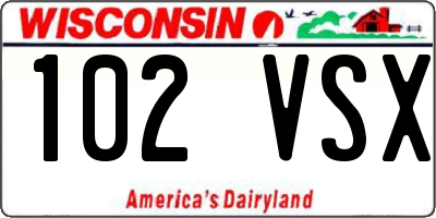 WI license plate 102VSX