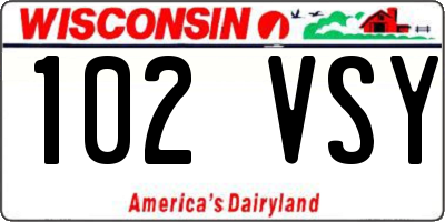 WI license plate 102VSY