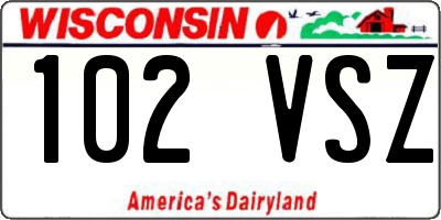 WI license plate 102VSZ