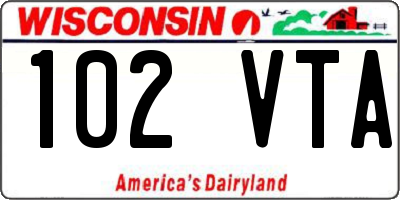 WI license plate 102VTA