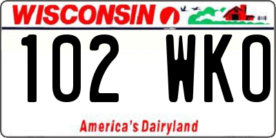 WI license plate 102WKO