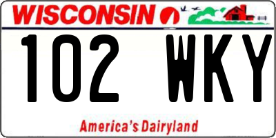 WI license plate 102WKY