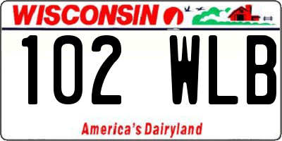 WI license plate 102WLB