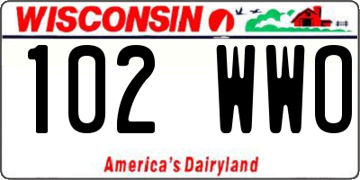 WI license plate 102WWO