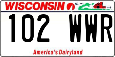 WI license plate 102WWR