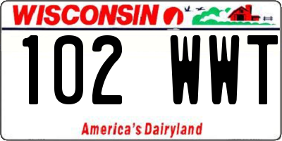 WI license plate 102WWT