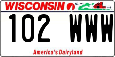 WI license plate 102WWW
