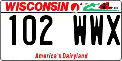 WI license plate 102WWX