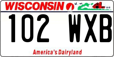 WI license plate 102WXB