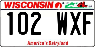 WI license plate 102WXF