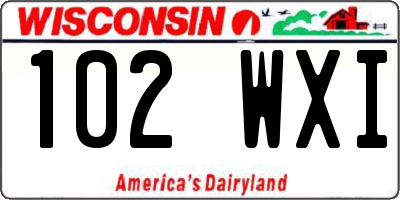 WI license plate 102WXI