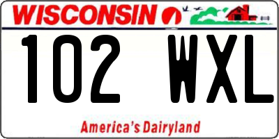 WI license plate 102WXL