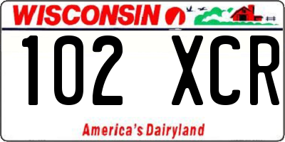 WI license plate 102XCR