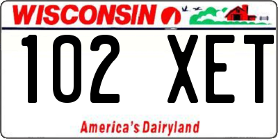 WI license plate 102XET
