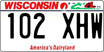 WI license plate 102XHW