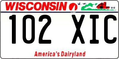 WI license plate 102XIC