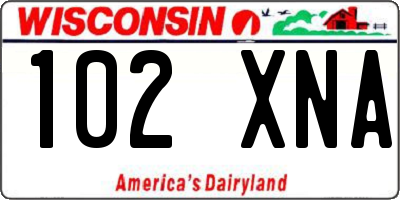 WI license plate 102XNA