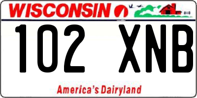WI license plate 102XNB