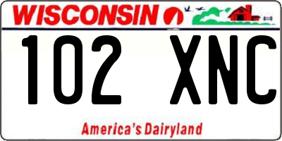 WI license plate 102XNC