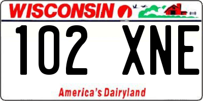 WI license plate 102XNE