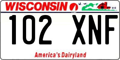 WI license plate 102XNF