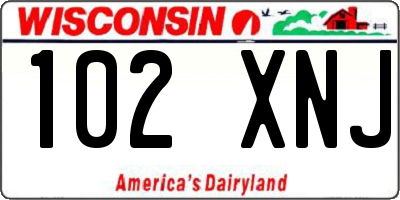 WI license plate 102XNJ
