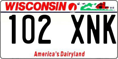WI license plate 102XNK