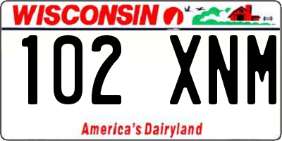 WI license plate 102XNM