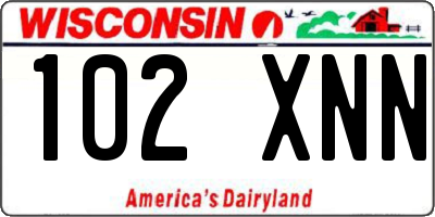 WI license plate 102XNN