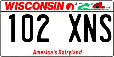 WI license plate 102XNS