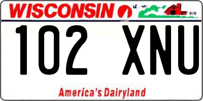 WI license plate 102XNU