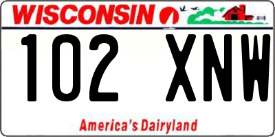 WI license plate 102XNW