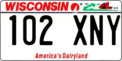 WI license plate 102XNY