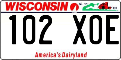 WI license plate 102XOE