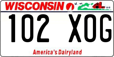 WI license plate 102XOG