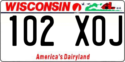 WI license plate 102XOJ