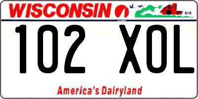WI license plate 102XOL