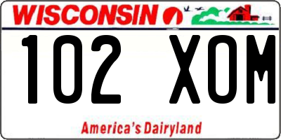WI license plate 102XOM