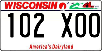 WI license plate 102XOO