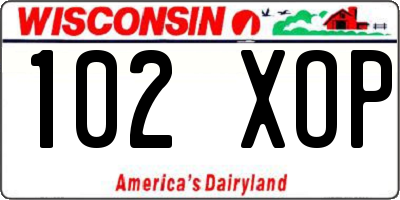 WI license plate 102XOP