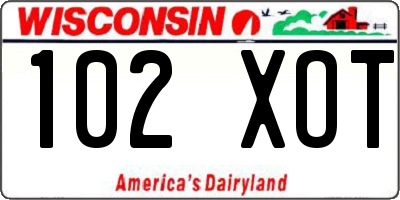 WI license plate 102XOT