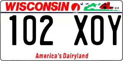 WI license plate 102XOY