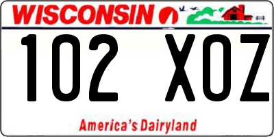 WI license plate 102XOZ
