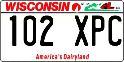 WI license plate 102XPC