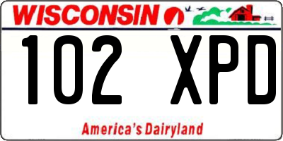 WI license plate 102XPD